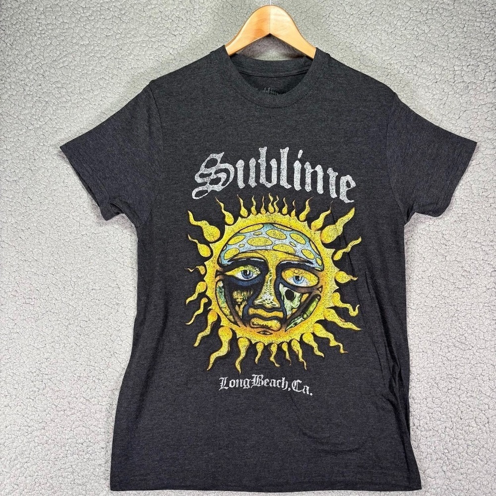 Sublime Long Beach Sun Mushroom Head Logo T-Shirt Men's M Gray Santeria Face 90s